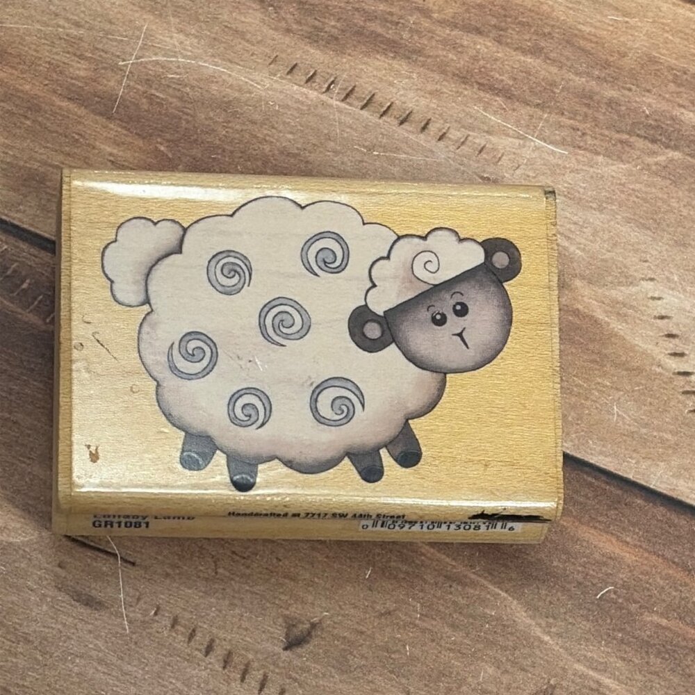2004 STAMPABILITIES GR1081 LULLABY LAMB WOOD MOUNTED RUBBER STAMP